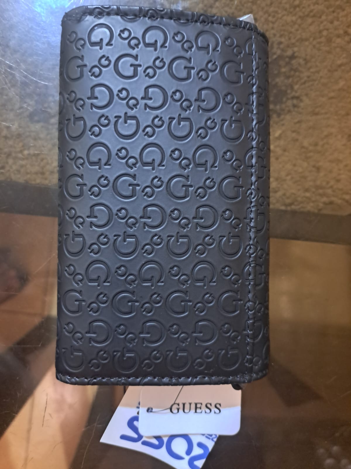 Billetera Guess Acabado De Los Herrajes Niquel Color Negro Diseño De La Tela Liso