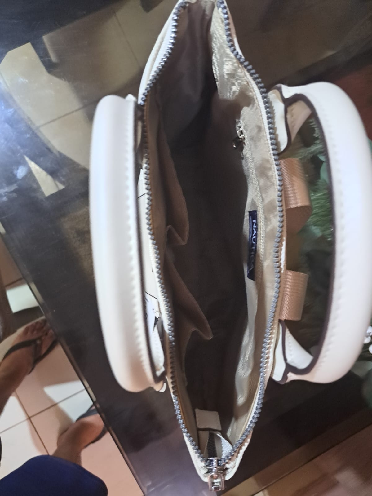 Mochila Cartera Nautica Delta Original Beige Estampado/liso