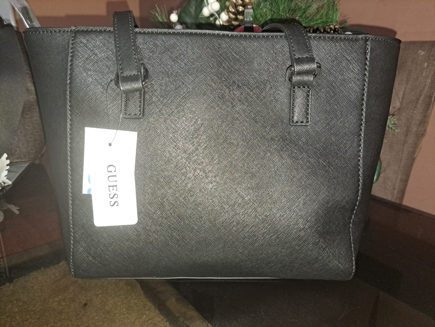 Bolso Guess Con Asas Negras Negro Liso Níquel