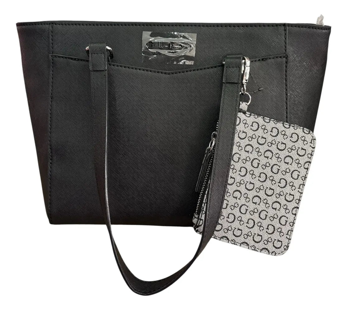 Bolso Guess Con Asas Negras Negro Liso Níquel