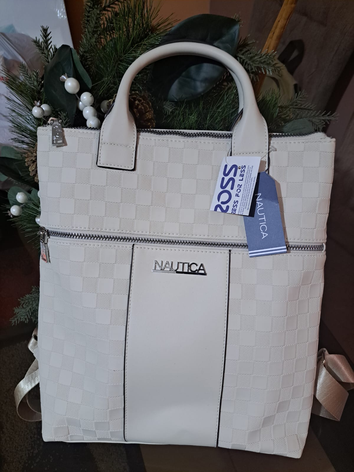 Mochila Cartera Nautica Delta Original Beige Estampado/liso