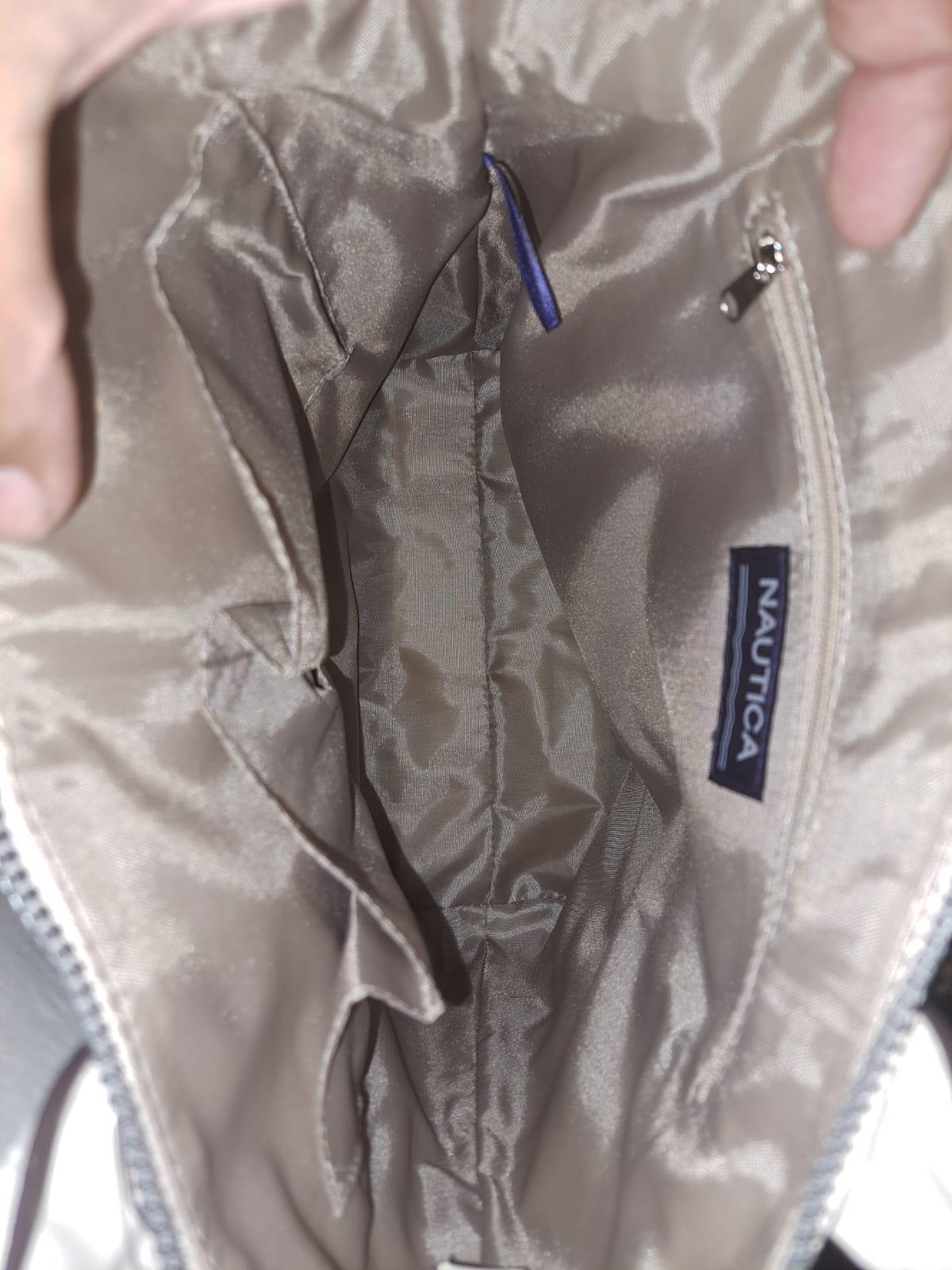 Mochila Cartera Nautica Delta Original Beige Estampado/liso